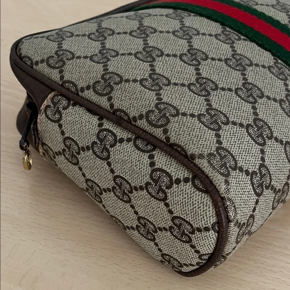 Rare Gucci GG Supreme Sherry Line Cosmetic Pouch Original Interior Late 70s-80